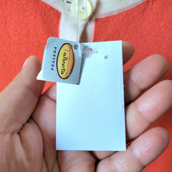 Women Talbots Coral Ivory Cashmere Cardigan PL Ladylike Retro Classic Career NEW - Picture 5 of 11